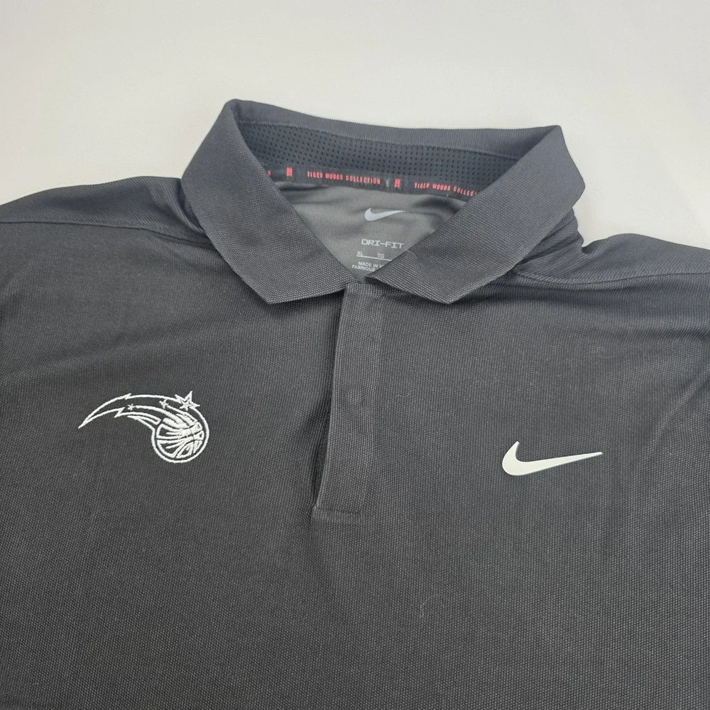 Orlando Magic Shirt Polo Mens XL Black NBA Basketball Nike Dri Fit Tiger Woods